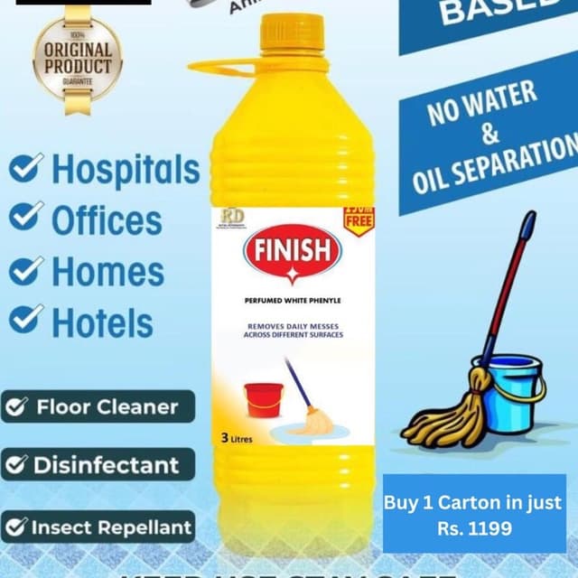 Pack of 6 Finish Perfume White Phenyl 3ltrs. Pack