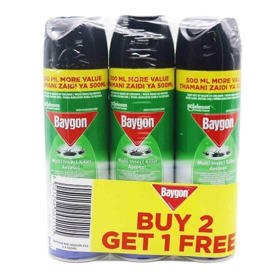 Bundle of 3 Baygon Multi Insects Killer Spray 400ml.